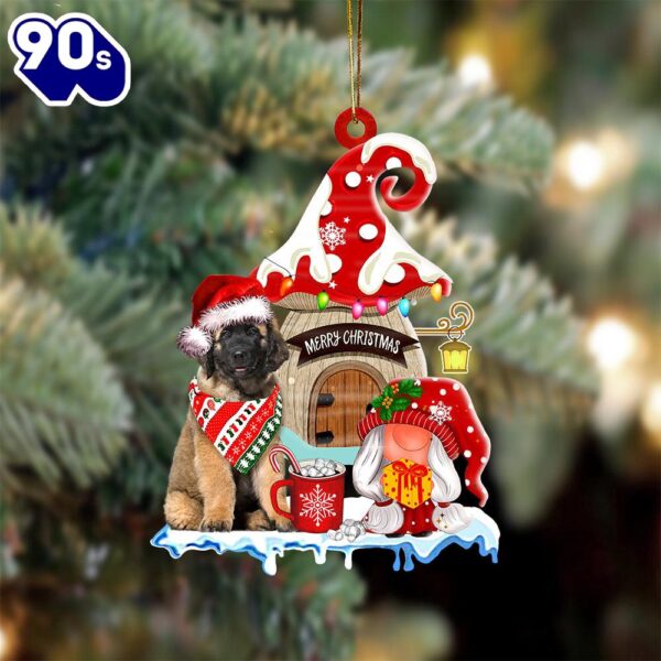 Leonberger With Mushroom House Christmas Ornament, Gift For Christmas