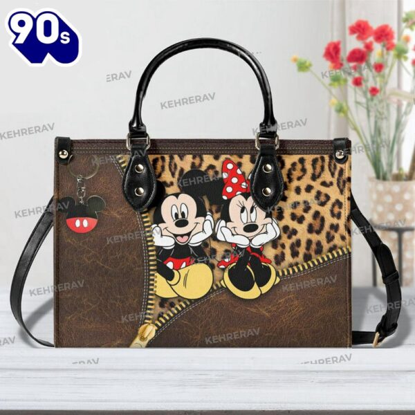 Leopard Mickey Minnie Leather bag Handbag