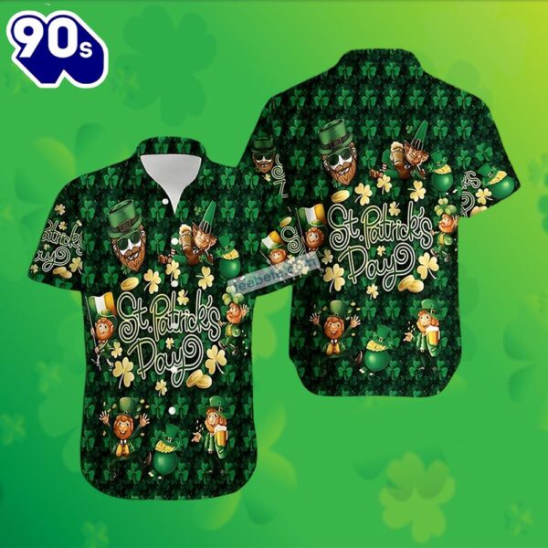 Leprechaun Beer Shamrock St Patrick Green 5Xl Hawaiian Shirts 2025