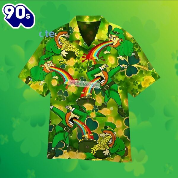 Leprechaun Pot Of Gold Shamrock St Patrick Green Hawaiian Red Dirt Shirt 2025