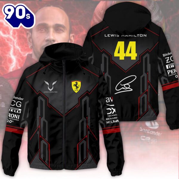 Lewis Hamilton x Scuderia Ferrari 3D Windbreaker Jacket For Man And Women