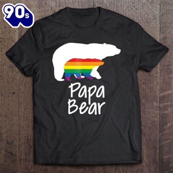 Lgbt Dad Papa Bear Mothers Gay Lesbian Pride Rainbow T-Shirt