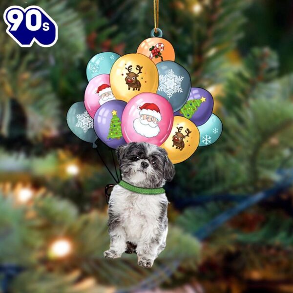 Lhasa Apso With Balloons Christmas Ornament, Gift For Christmas