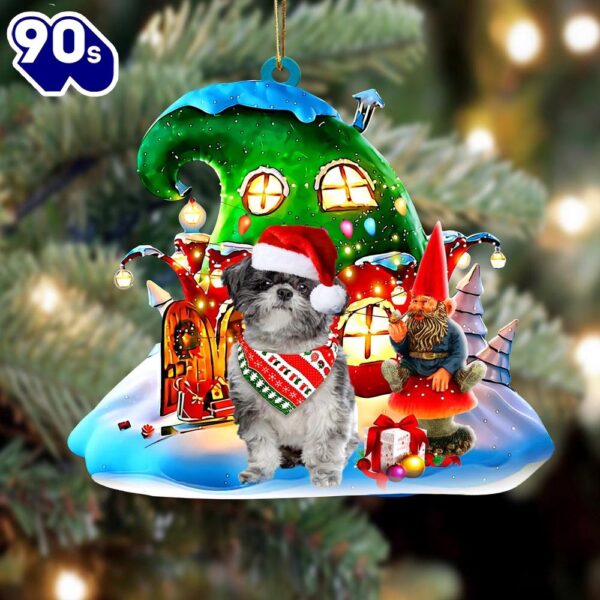 Lhasa Apso With Rudolph’s House Christmas Ornament, Gift For Christmas