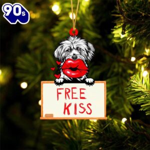 Lhasa-Apso Free Kiss Christmas Ornament,…