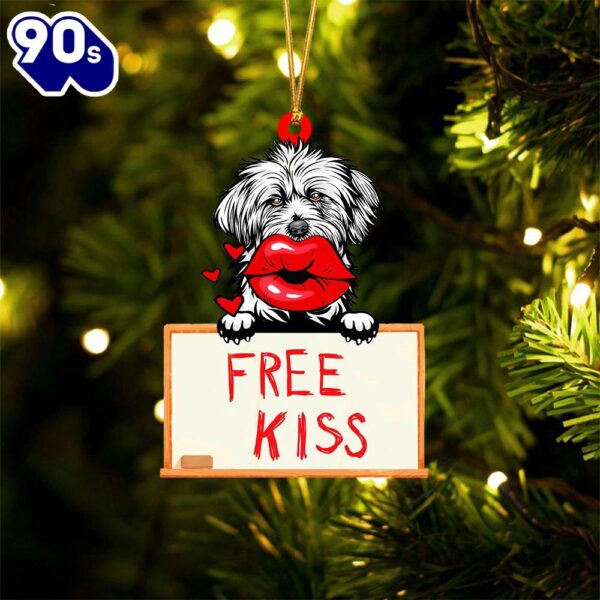 Lhasa-Apso Free Kiss Christmas Ornament, Gift For Christmas