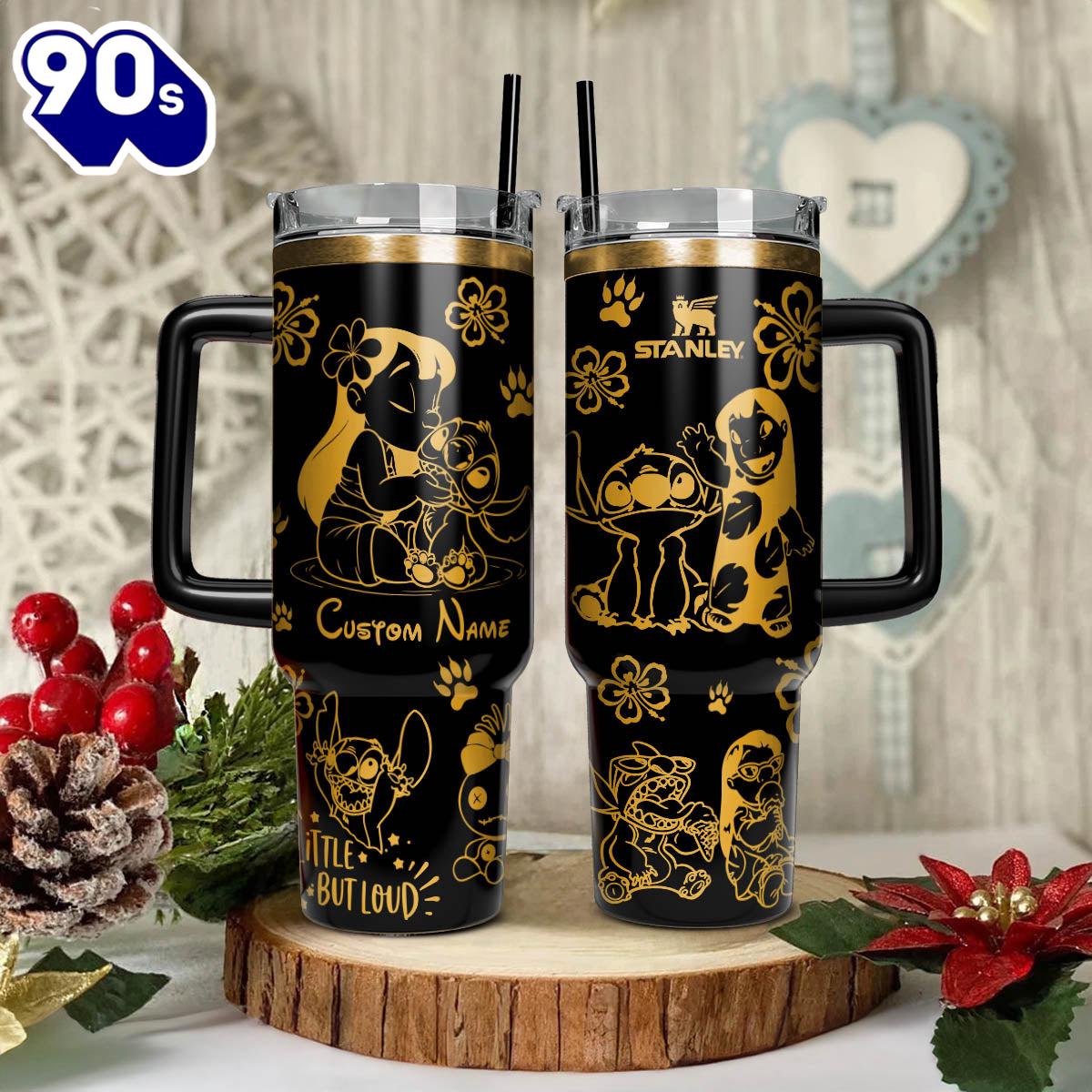 Lilo And Stitch Cartoon Custom Stanley Quencher 40oz Stainless Steel Tumbler With Lilo And Stitch Cartoon Custom Stanley Quencher 40oz Stainless Steel Tumbler With