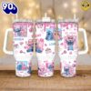 Lilo and Stitch Valentine XOXO Disney Cartoon Custom Stanley Quencher 40oz Stainless Steel Tumbler With Handle