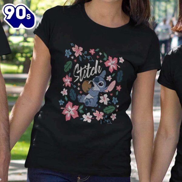 Lilo & Stitch Floral Coconut T-Shirt Disney Gift Summer