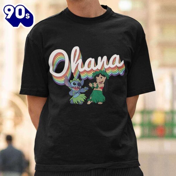 Lilo & Stitch Pride Ohana Rainbow T-Shirt Disney Gift Summer