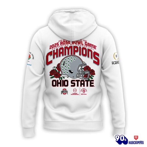 Limited Edition Ohio State Buckeyes All-White Hoodie College Football Playoff 2025 Rose Bowl Champions