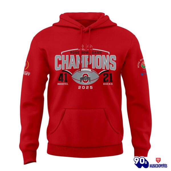 Limited Edition Ohio State Buckeyes Red Hoodie College Football Playoff 2025 Rose Bowl Champions