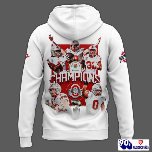 Limited Edition Ohio State Buckeyes Rose White Hoodie – College Football Playoff 2025 Rose Bowl Champions Hoodie