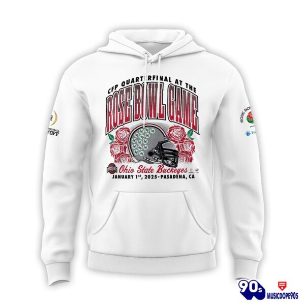 Limited Edition Ohio State Buckeyes White Hoodie – College Football Playoff 2025 Rose Bowl Champions Hoodie