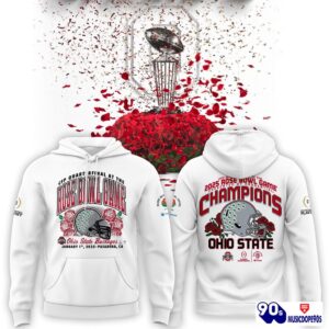 Limited Edition Ohio State Buckeyes White Hoodie – College Football Playoff 2025 Rose Bowl Champions Hoodie