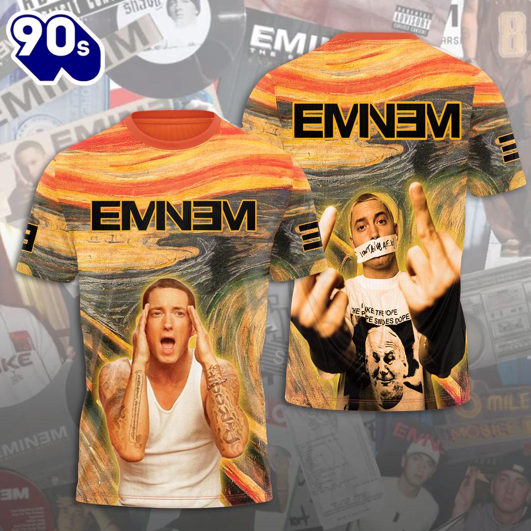 Limited Eminem Slim Shady Vintage All Over Print Rapper Shirt For Fans Limited Eminem Slim Shady Vintage All Over Print Rapper Shirt For Fans