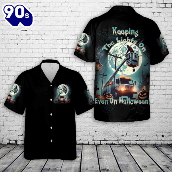 Lineman Bucket Truck Halloween Hawaiian Shirt