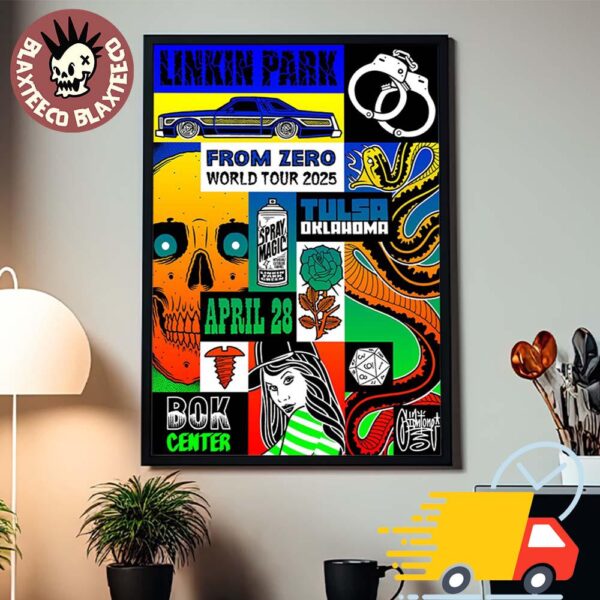 Linkin Park From Zero World Tour 2025 Tulsa Oklahoma Concert Poster On April 28 2025 At Bok Center Canvas