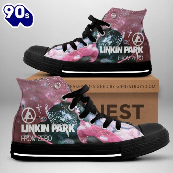 Linkin Park Pink Shoes, Linkin Park From Zero, Linkin Park High Top Canvas Shoes For Fans