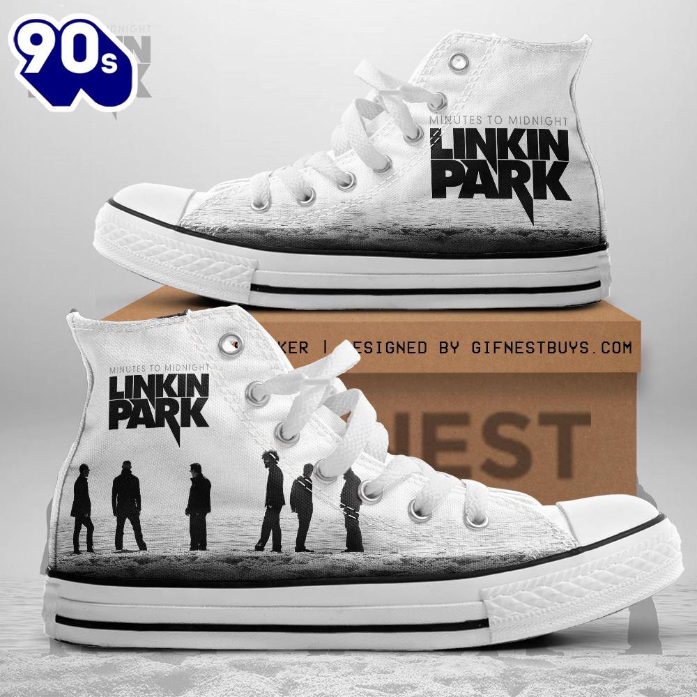 Linkin Park White Shoes, Linkin Park Members, Linkin Park High Top Canvas Shoes For Fans Linkin Park White Shoes, Linkin Park Members, Linkin Park High Top Canvas Shoes For Fans