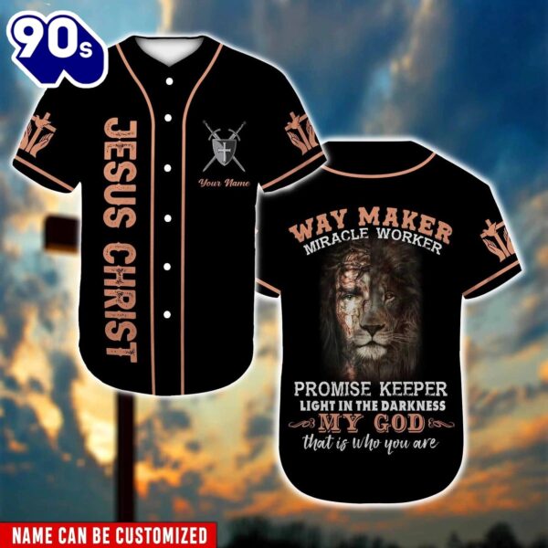 Lion Baseball Jersey – My God Custom Printed 3D Baseball Jersey Shirt For Men and Women  Gift Christmas