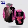 Lion Of Judah Cross Pink Breast Cancer All Over Print Hoodie