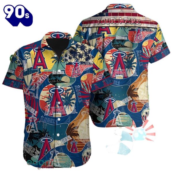 Los Angeles Angels Hawaiian Button Up Shirts Custom