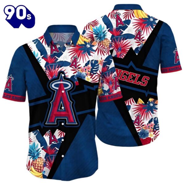 Los Angeles Angels Hawaiian Button Up Shirts Mens Flower Swing Into Sunset For Fans