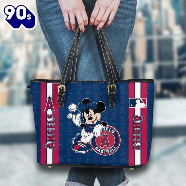 Los Angeles Angels Mlb Mickey Women Leather Tote Bag