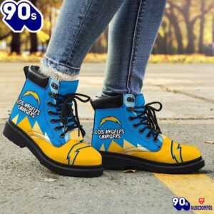 Los Angeles Chargers All Season Boots Casual Shoes Vegan Leather Custom Boot Shoes