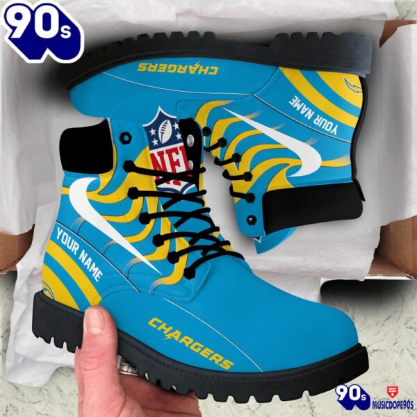 Los Angeles Chargers Custom Boots Shoes Idea Gift For Fan