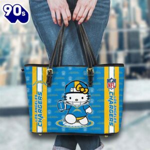 Los Angeles Chargers NFL Kitty Women Leather Tote Bag   Gift For Christmas