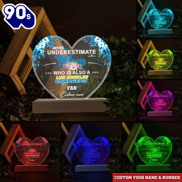 Los Angeles Chargers NFL Personalized 3D Led Light Gift For Mom  – Christmas Night Light