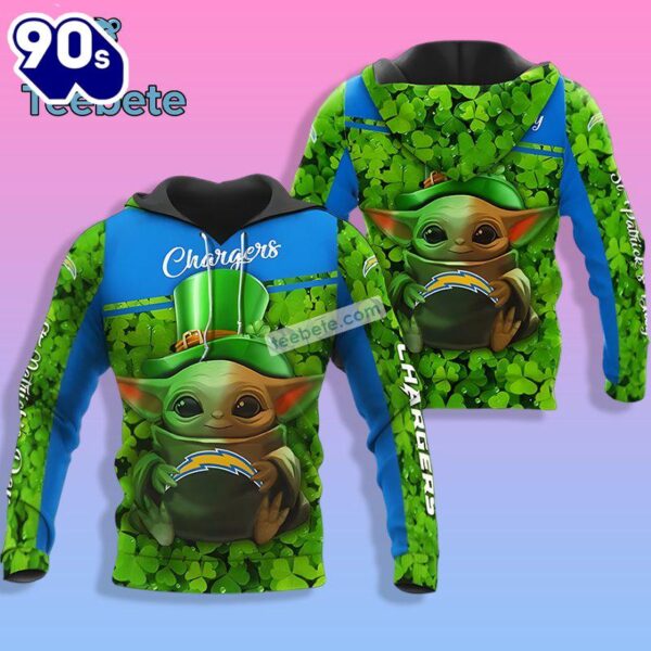 Los Angeles Chargers St Patricks Baby Yoda Green 3D Hoodie For Men 2025