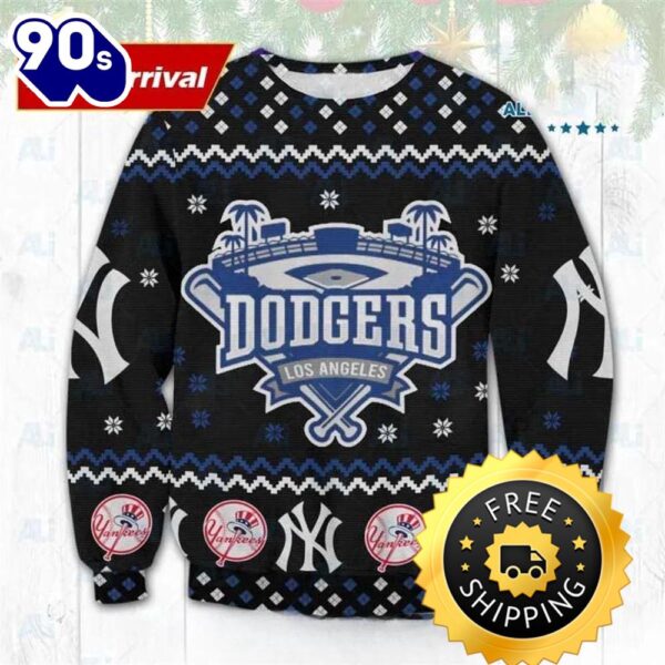 Los Angeles Dodgers New York Yankees Ugly Christmas Sweater, New York Yankees Ugly Sweater, MLB Christmas Sweater