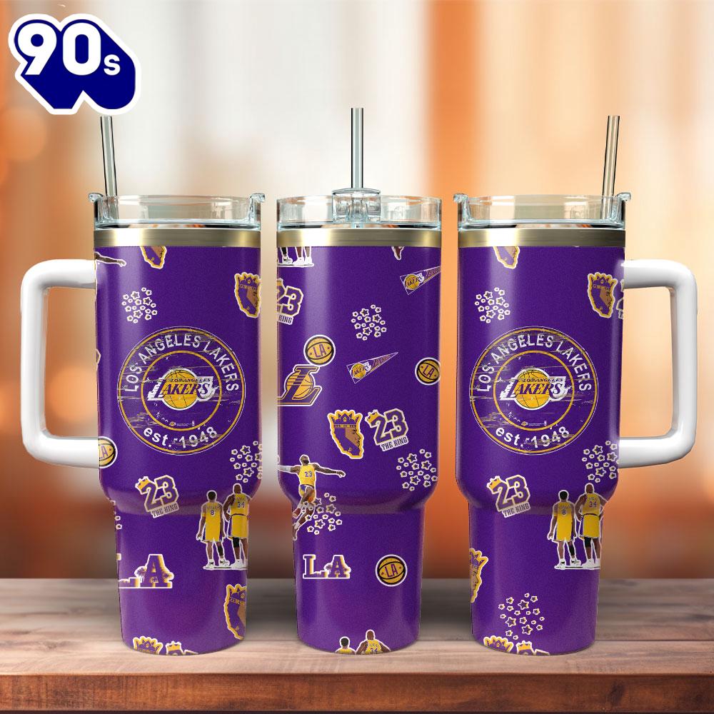 Los Angeles Lakers Basketball NBA Sport Custom Stanley Quencher 40oz Stainless Steel Tumbler With Handle Los Angeles Lakers Basketball NBA Sport Custom Stanley Quencher 40oz Stainless Steel Tumbler With Handle
