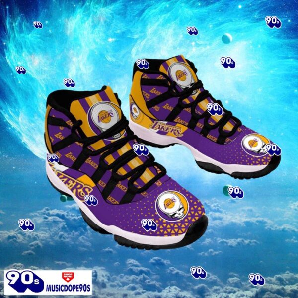 Los Angeles Lakers NBA Air Jordan 11 Sneakers Shoes Gift For Fans