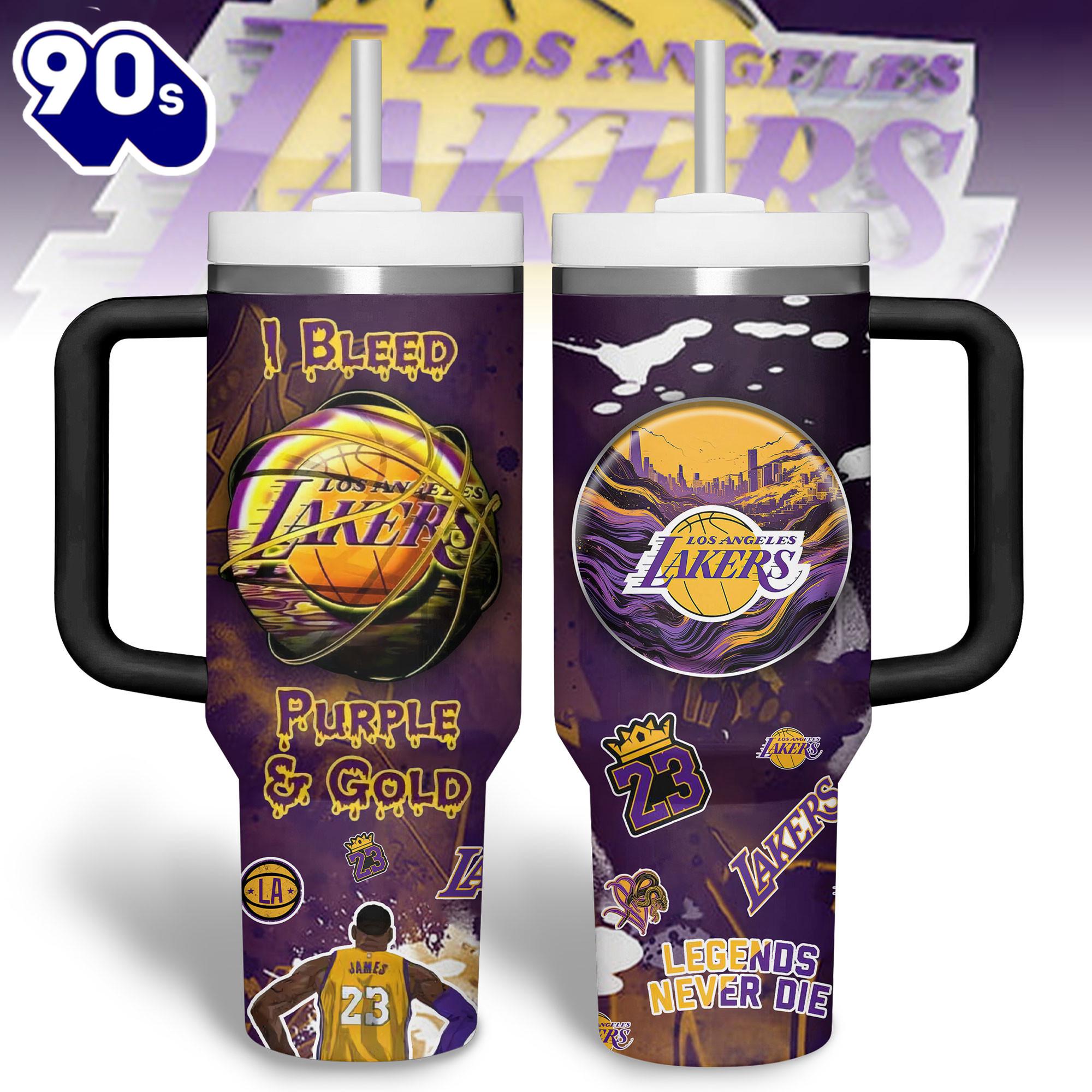 Los Angeles Lakers NBA Custom Stanley Quencher 40oz Stainless Steel Tumbler Los Angeles Lakers NBA Custom Stanley Quencher 40oz Stainless Steel Tumbler