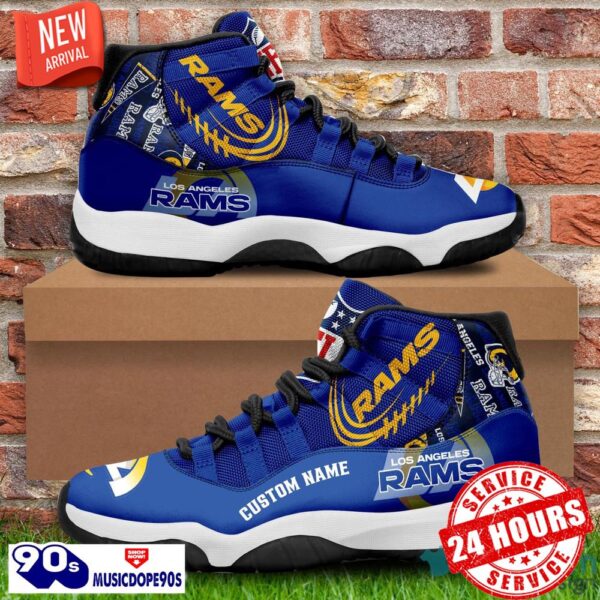 Los Angeles Rams Custom Name NFL Air Jordan 11 Shoes Men And Women Sneakers