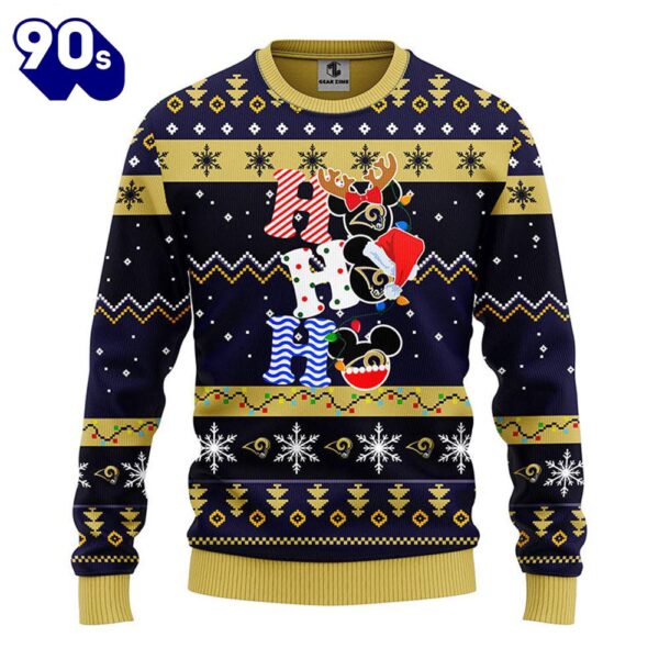 Los Angeles Rams HoHoHo Mickey Christmas Ugly Sweater  Gift Christmas