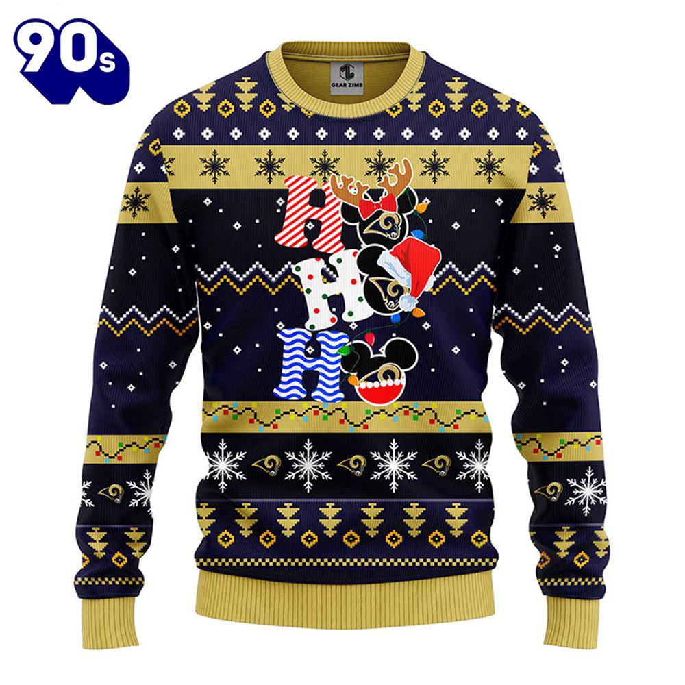Los Angeles Rams HoHoHo Mickey Christmas Ugly Sweater Gift Christmas Los Angeles Rams HoHoHo Mickey Christmas Ugly Sweater Gift Christmas