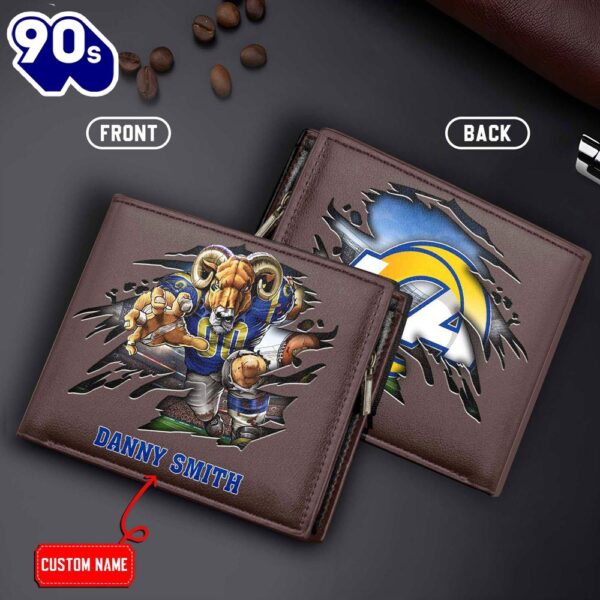 Los Angeles Rams Men’s Leather Wallet Custom Name