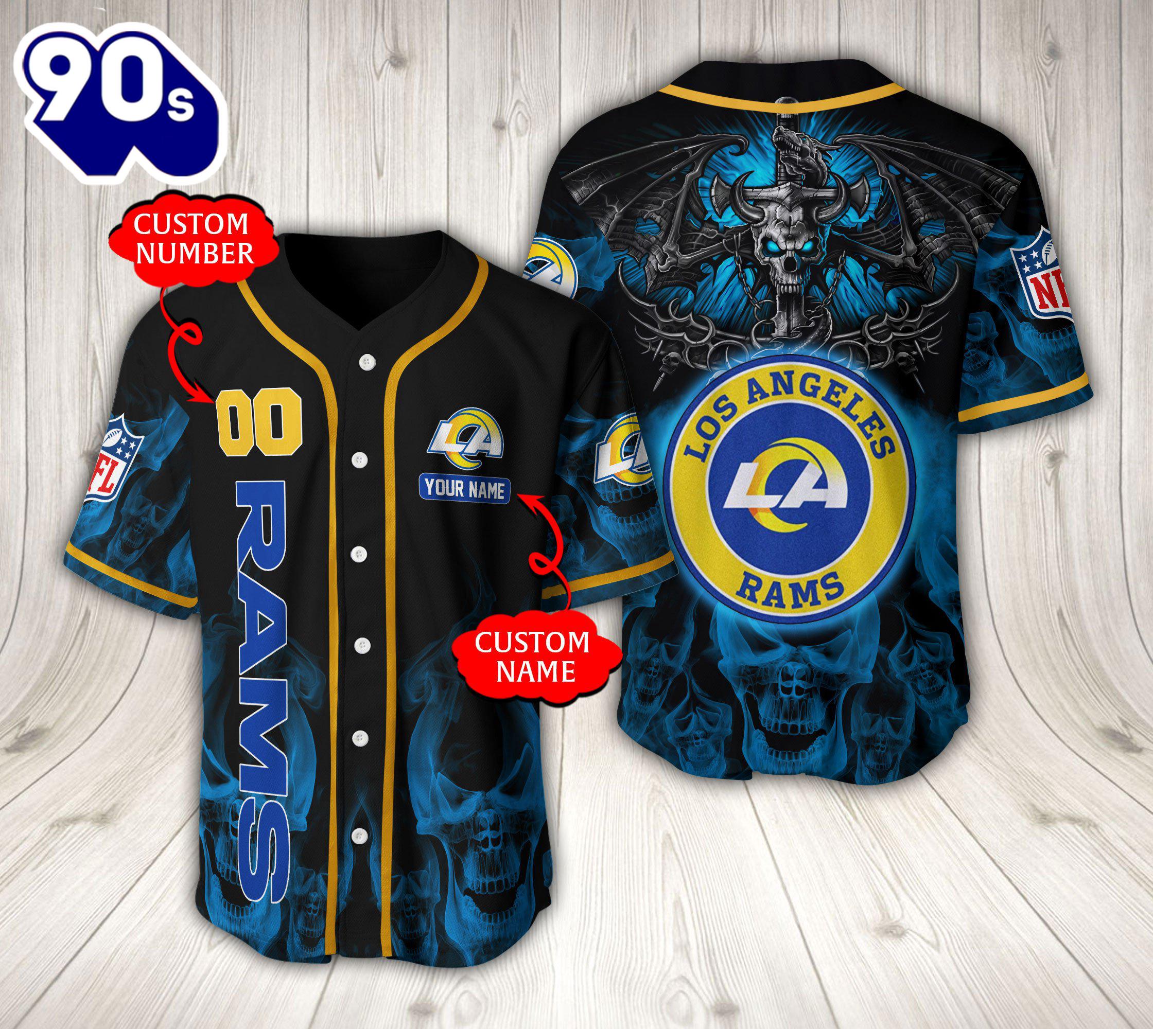 Los Angeles Rams NFL Baseball Jersey Custom Name And Number Shirt For Fans Los Angeles Rams NFL Baseball Jersey Custom Name And Number Shirt For Fans