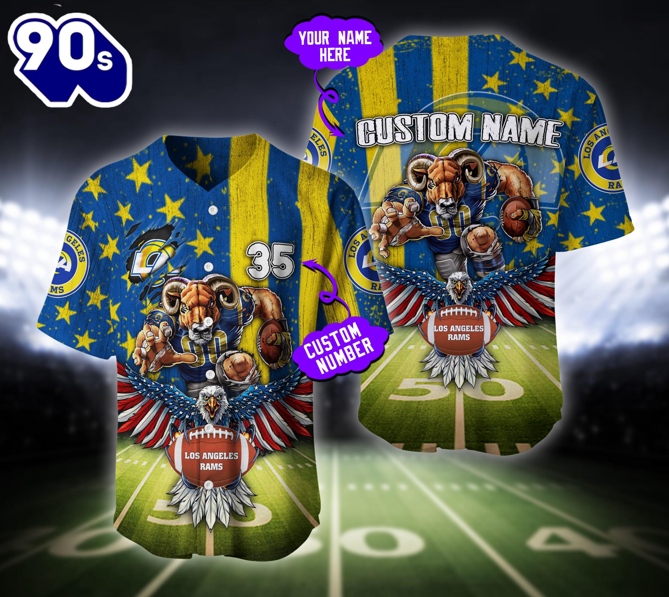 Los Angeles Rams NFL Baseball Jersey Custom Shirt For Fans Los Angeles Rams NFL Baseball Jersey Custom Shirt For Fans