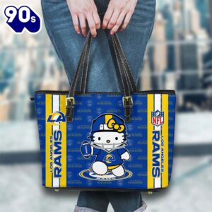 Los Angeles Rams NFL Kitty Women Leather Tote Bag   Gift For Christmas