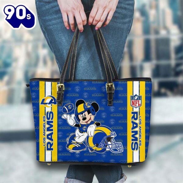 Los Angeles Rams NFL Mickey Women Leather Tote Bag