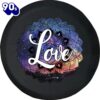 Love Galaxy Print Mondala Tire Cover – Religious Christian Spare Tire Cover Car Decor