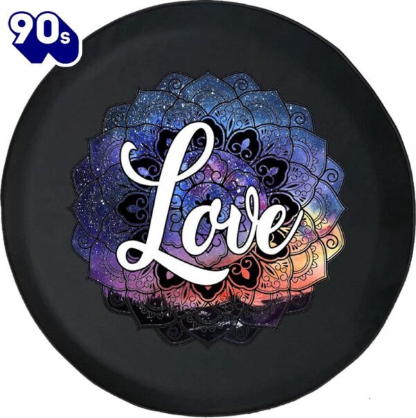 Love Galaxy Print Mondala Tire Cover – Religious Christian Spare Tire Cover Car Decor