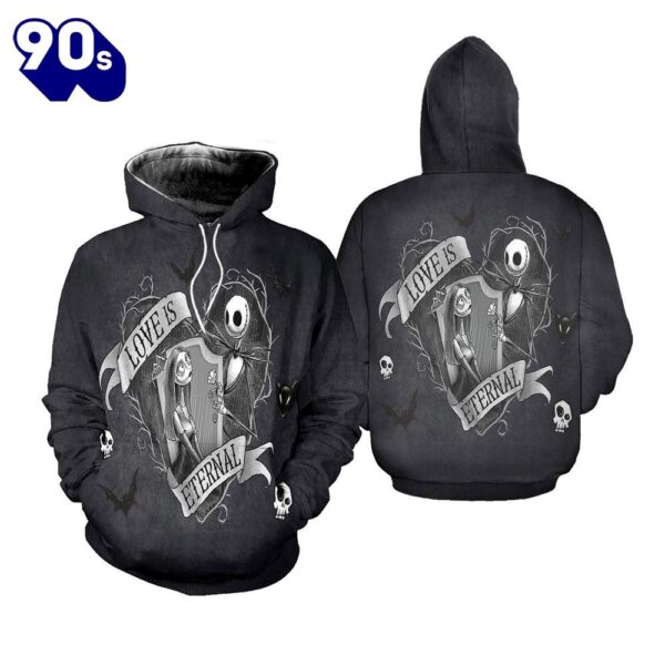 Love Halloween Jack Skellington 3D Hoodie For Fans