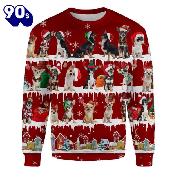 Lovely Chihuahua Snow Winter Festive Celebration In Cool Design Christmas Sweater